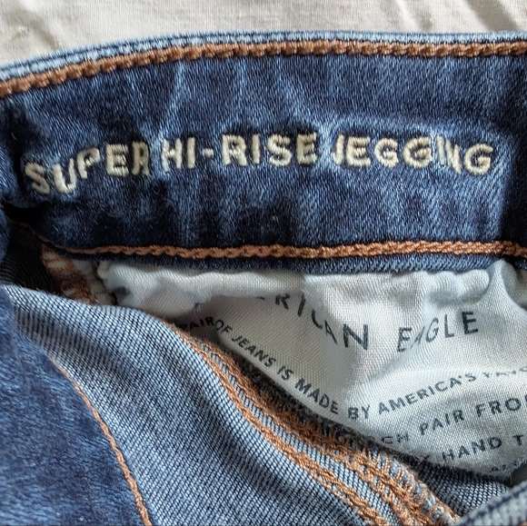American eagle distressed next level stretch super hi-rise jeggings size 8 reg - Picture 6 of 6